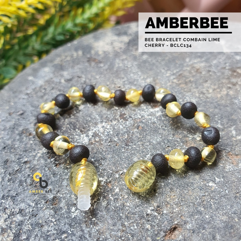 Gelang Anak Amber Baltic Lithuania Premium Mix Lime Cherry BCLC134 By Amber Bee