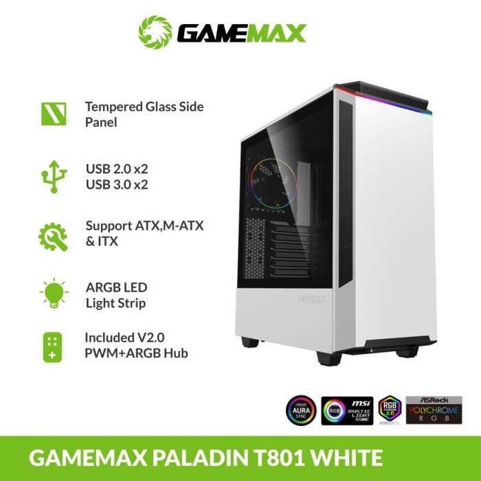 Casing Komputer Gamemax PALADIN White T801