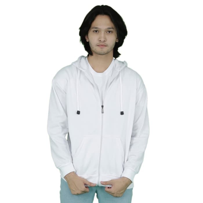 Jaket Pria Trend Laki Laki Cowok Hitam Jumper Merah Abu Tua Abu M AT621  Sweater Polos Zipper Putih