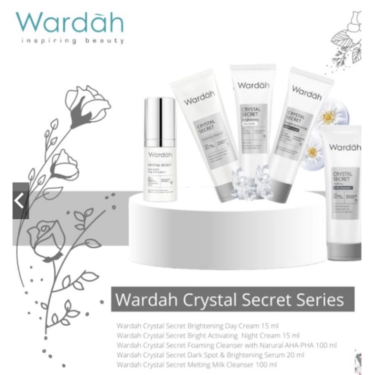 Wardah Paket CRYSTAL Secret Series 5 Item ( D/N 15 - SERUM - F/W - MILK)