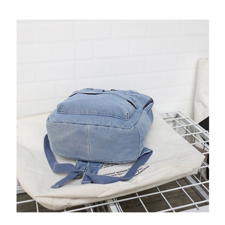 Denim Korean backpack Import-Jeans polos tas ransel sekolah kuliah remaja perempuan japan ulzzang