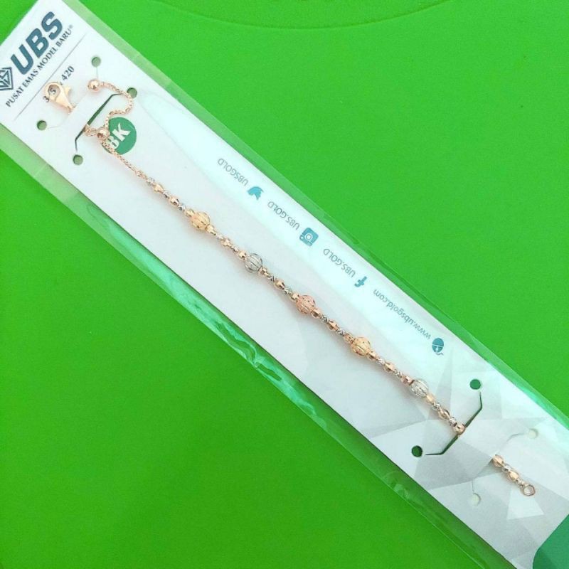 GELANG SERUT RANTAI EMAS UBS BOLA PASIR 3 WARNA 375 8 K