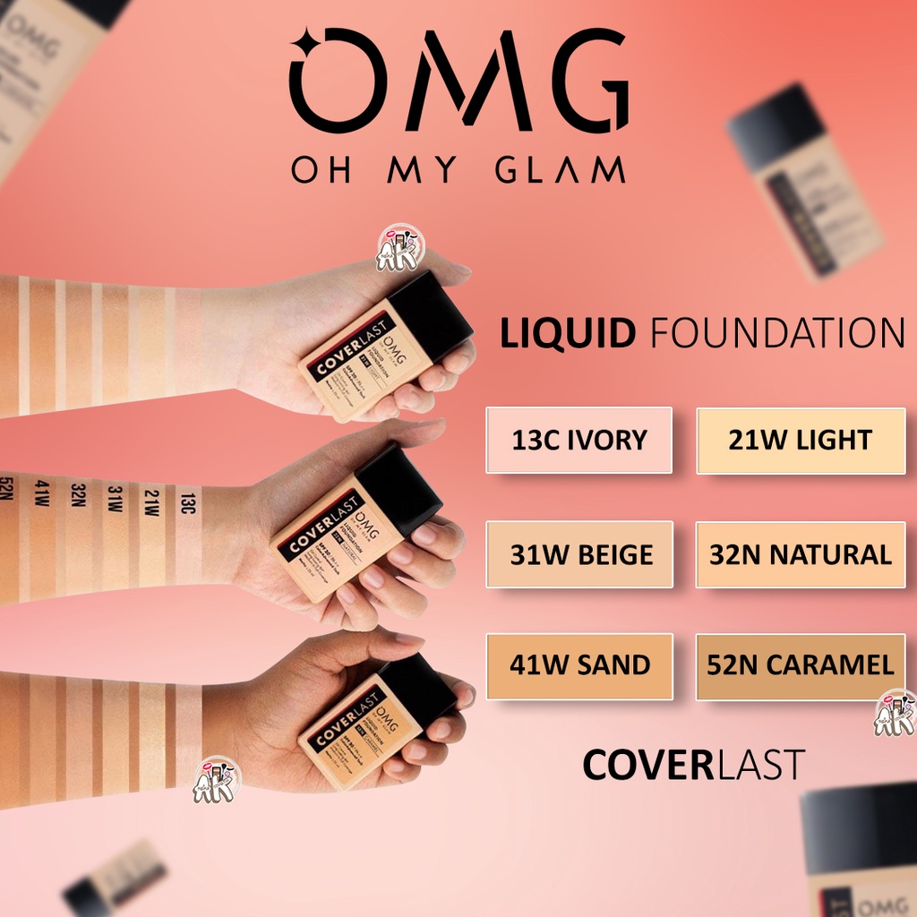 OMG (OH MY GLAM) COVERLAST SERIES ( LIQUID FOUNDATION / MASCARA LASHTENTION WATERPROOF / TWC )