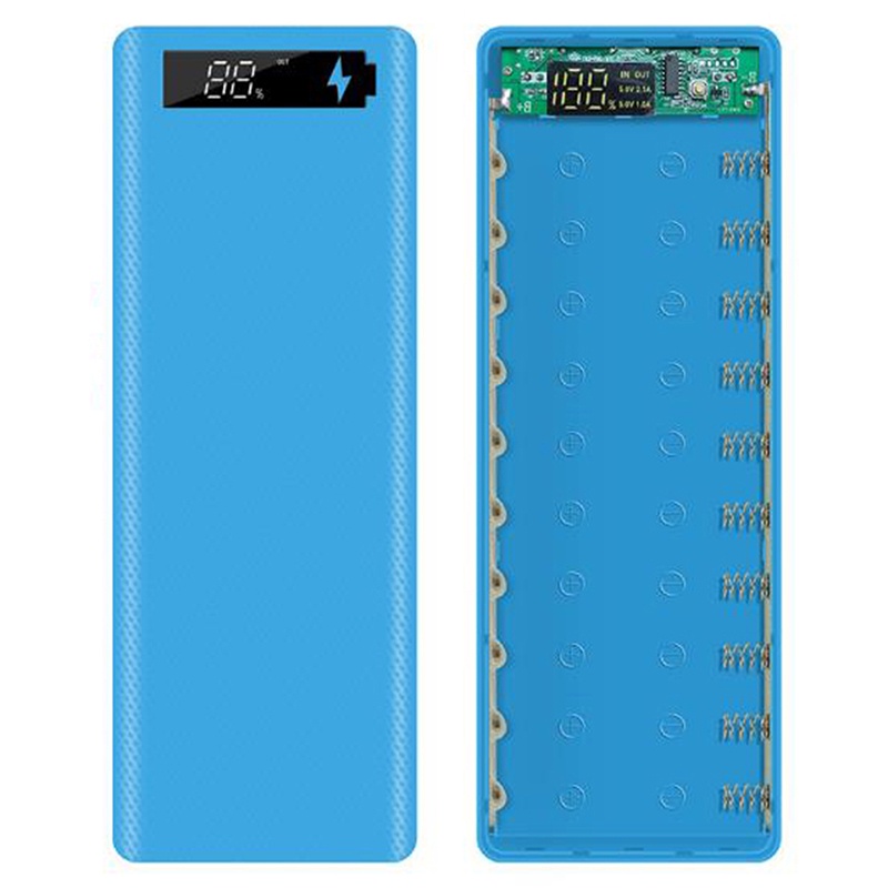 (LUCKID) Casing Power Bank DIY Dual USB Dengan Layar LCD Kapasitas 10x18650