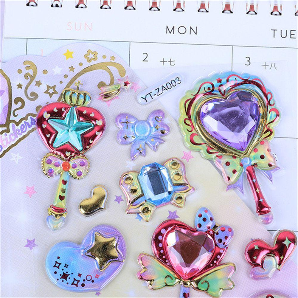 LANFY Stiker 3D Anak Perlengkapan Sekolah Anak Perempuan Craft Sticker Album Decor Gemstone Stiker