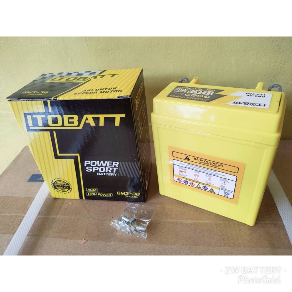 AKI MOTOR YAMAHA NEW RX-KING, SATRIA HIU 2 TAK GM3-3B ITOBATT AKI GEL