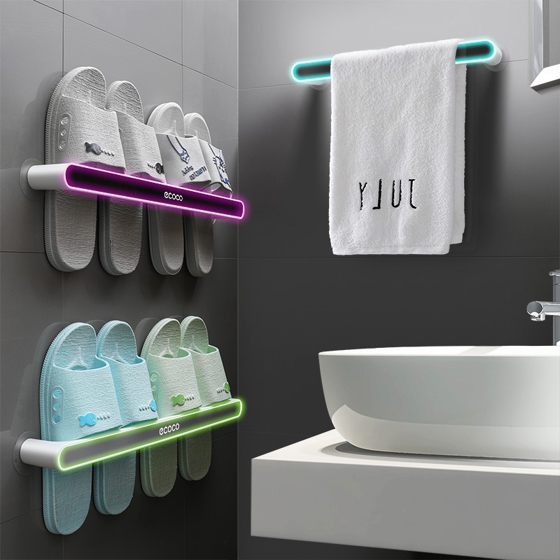 Bathroom Slippers Rack Wall Mounted Toilet Shoe Storage Artifact Wall Free Punch Shopee Indonesia