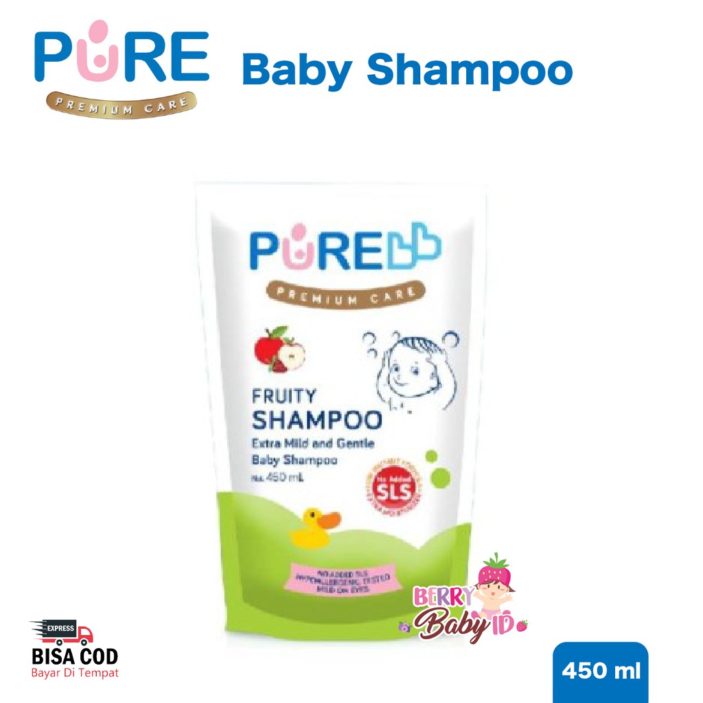 PureBB Baby Shampoo Shampo Bayi dan Anak Freshy &amp; Fruity Refill 450 ml Pure BB Pure Baby Berry Mart