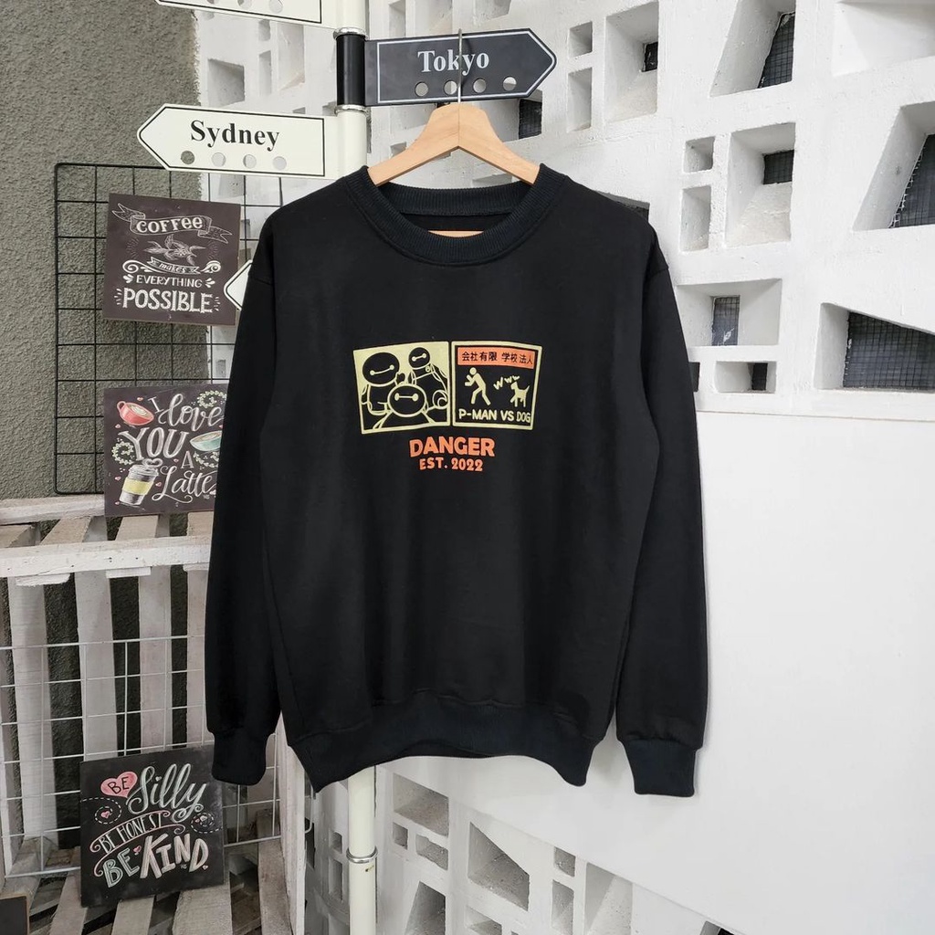 Outwear Atasan Sweater Be Awere Danger Crewneck Basic Oblong