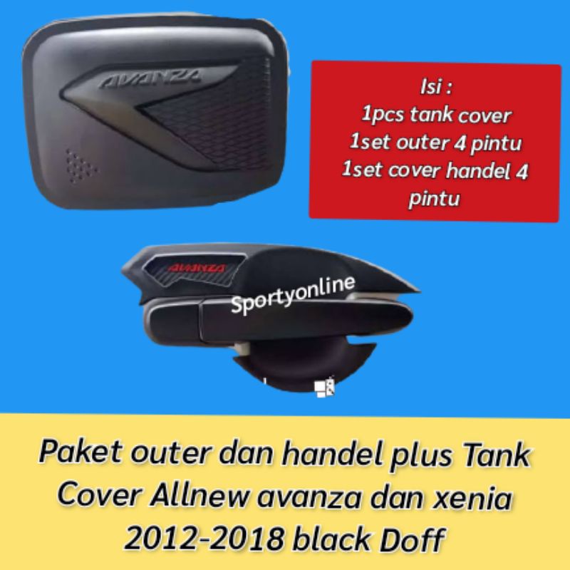 Paket outer dan handel plus tank cover allnew avanza black doff