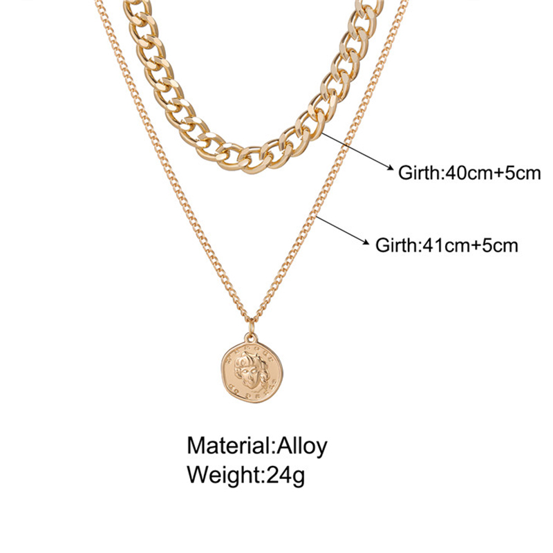 AY(CN) Ifyou Personalized Avatar Pendant Multilayer Necklace Gold Silver Chain Punk Choker Necklace Women Jewelry Accessories