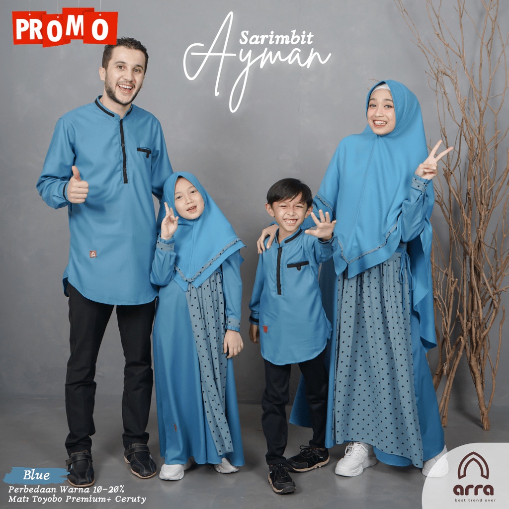 Baju Koko Muslim Pria Cowok Cowo Wanita Muslimah Syar'i Anak Set Keluarga Lengan Panjang Toyobo Prem