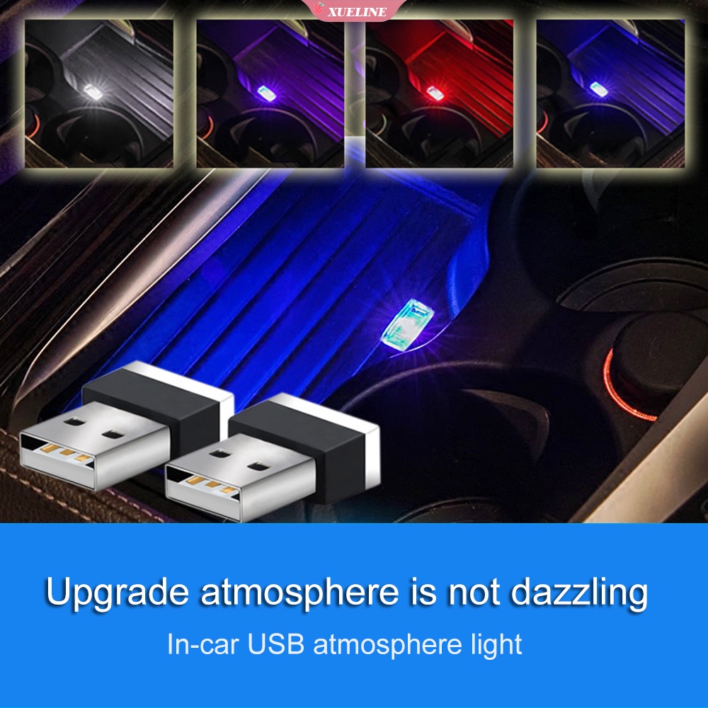 Lampu Neon LED Mini USB 5V Warna Putih Merah Untuk Dekorasi Interior Mobil