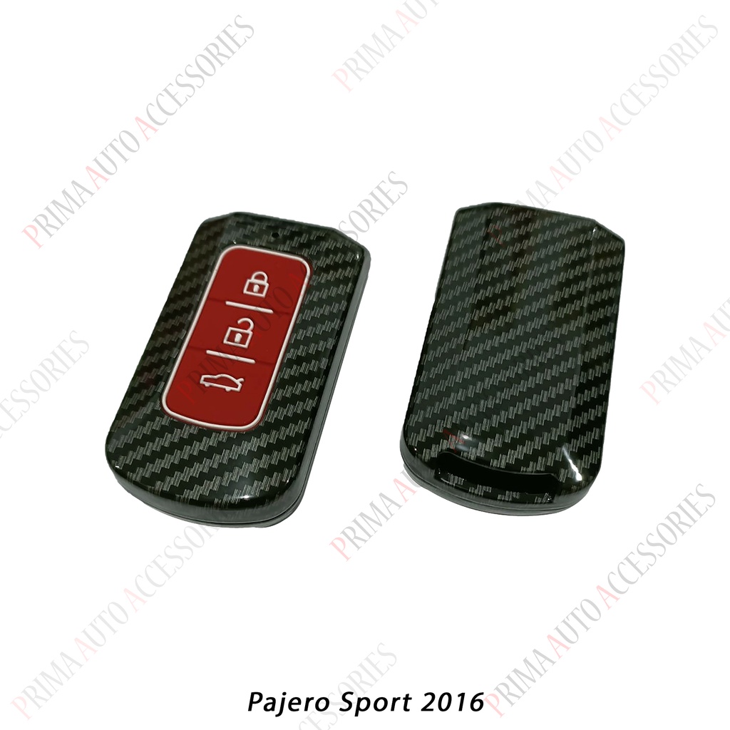 Casing Kunci Remote Mobil Carbon Fiber - Pajero Sport 2016