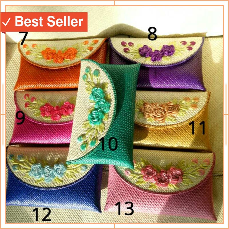 TAS WANITA TRAVELLING MURAH CANTIK UNIK ORI / Clutch sulam motif bunga cantik / clutch pesta /