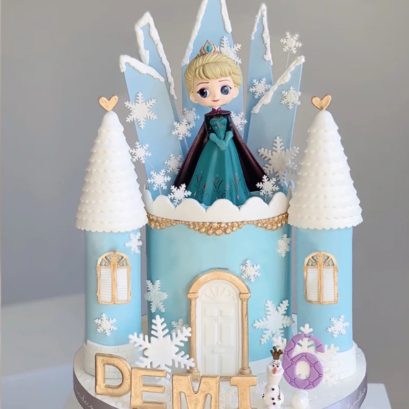 Mainan Action Figure Model Boneka Disney Frozen Elsa Anna Untuk Dekorasi Topper Kue Ulang Tahun