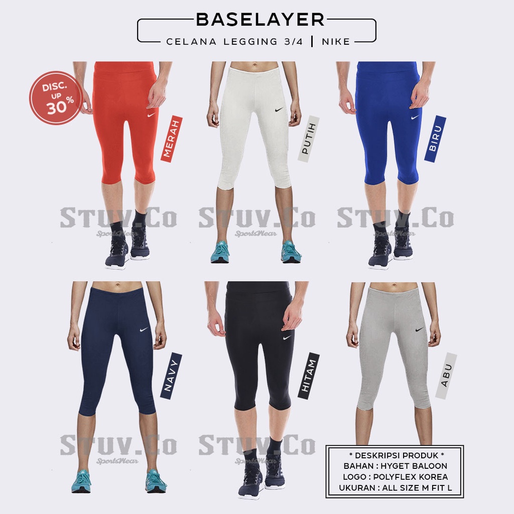 CELANA BASELAYER LEGGING PENDEK PANTS DALEMAN RENANG DIVING BADMINTON WANITA PRIA FUTSAL OLAHRAGA