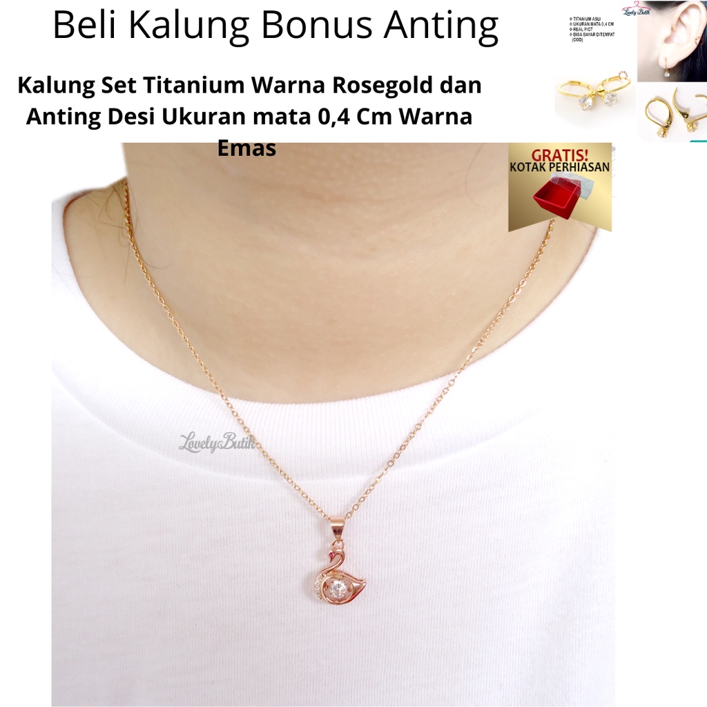 Promo Beli Kalung Gratis Anting - Kalung Wanita Titanium Anti Karat Model Korea Terbaru 4ngsa Gratis Anting Desi Free Kotak Perhiasan Lovelybutik