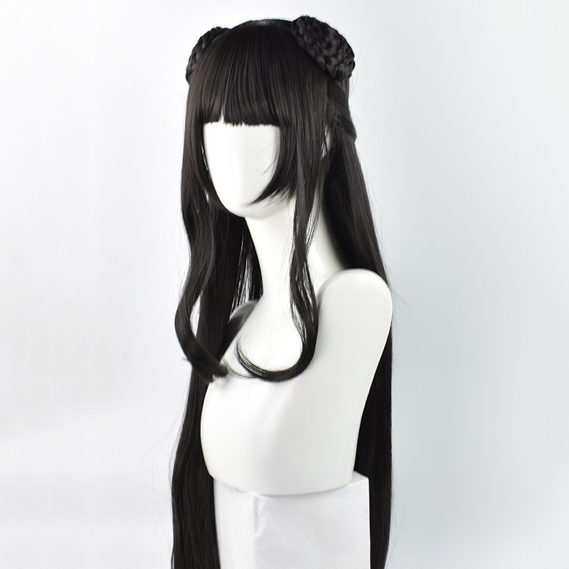 LOL-69 rambut palsu daily china bun wig lolita hitam cosplay