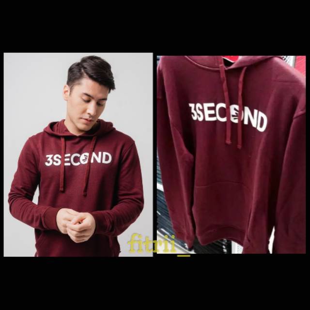 HOODIE MAROON 3SECOND ORIGINAL . MURAH