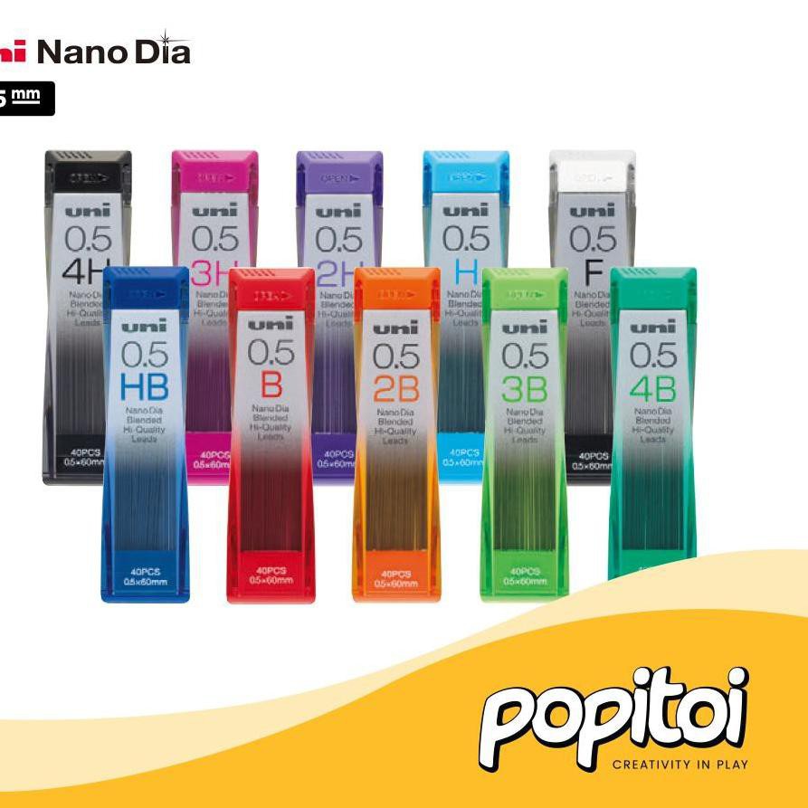 

Diskon!! (upp-491) UNI NANO DIA Pencil Lead Refill 0.5 mm isi pensil 2B 3B 4B Mix kuru toga kurutoga