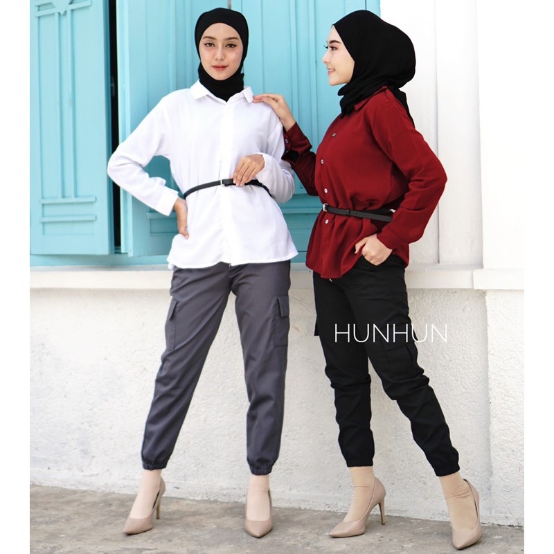 JOGGER DRILL / CARGO JOGER/ CARGO JOGER PANTS BAGGY DIVA PANT WANITA SAKU