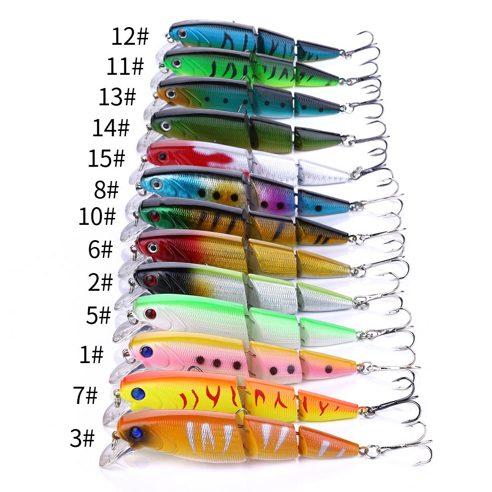 HENGJIA 1Pcs 14G Jointed Minnow Umpan Pancing 3-sections Swimbait Fishing Lure Lifelike Ikan Bait