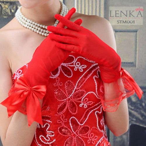 [PALING FAVORIT] AKSESORIS PERNIKAHAN SARUNG TANGAN MERAH BRIDAL GLOVES STM001