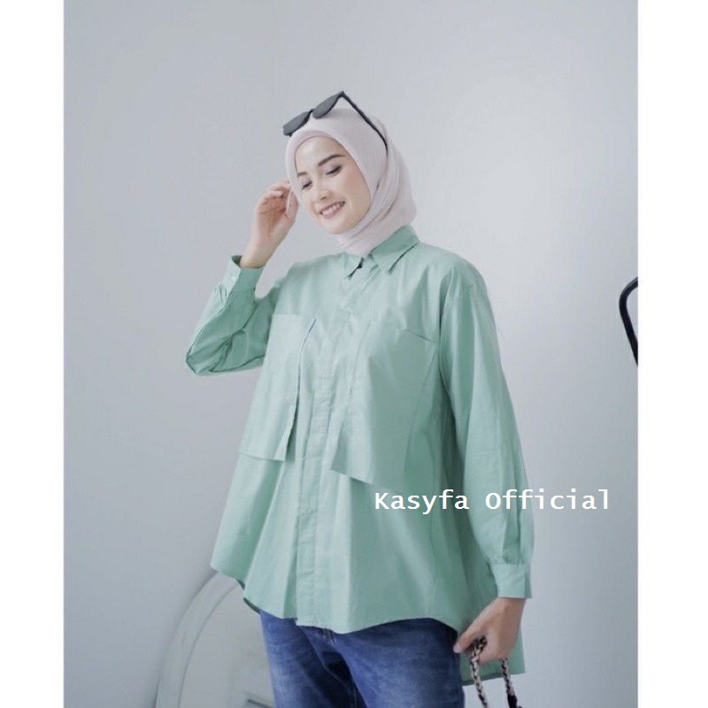 JAZLYN KEMEJA RAYON POCKET WANITA