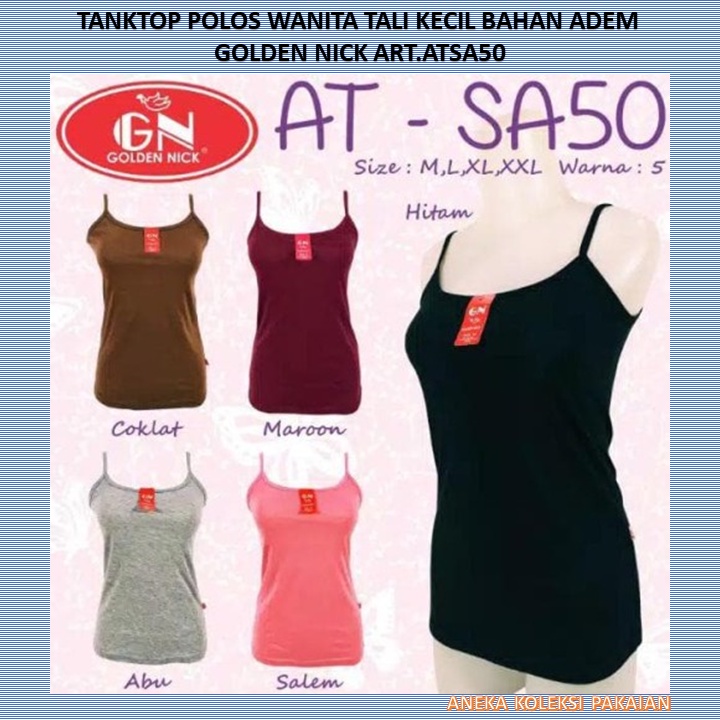 Tanktop Polos Wanita / Tank top Kaos Dalam Perempuan Tali Kecil Golden Nick art.ATSA50 COD Aneka Koleksi Pakaian-2