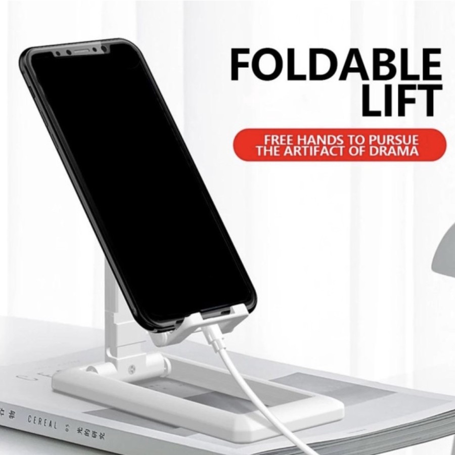 Transformer Holder Hp Folding Stand Folding Sten Tatakan Hp Di Meja - Putih