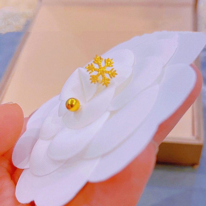 Anting Titanium Wanita Anti Karat dan anti luntur asli Emas 18K kepingan salju Aksesoris Perhiasan