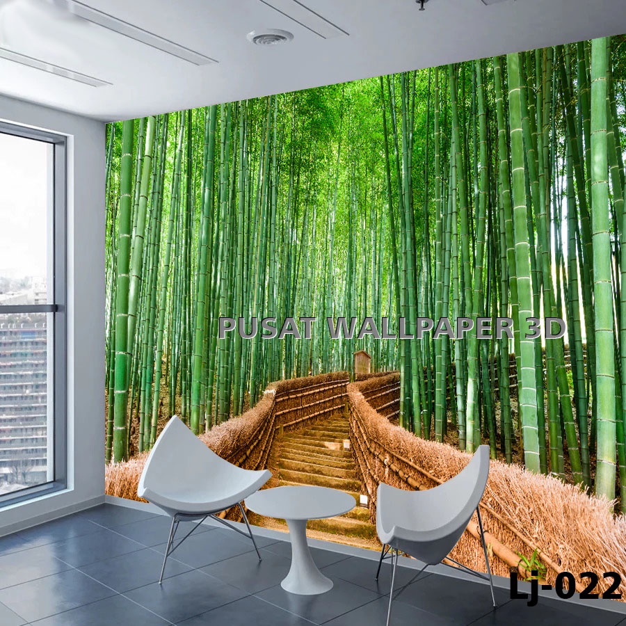 Cetak Wallpaper Custom Murah Motif Wallpaper Dinding Bambu Pemandangan Alam 3d