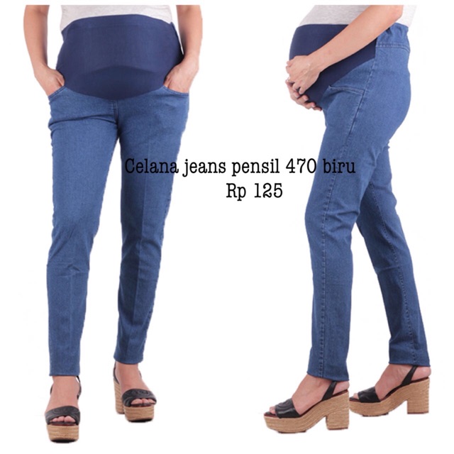 Celana hamil skinny 470 biru