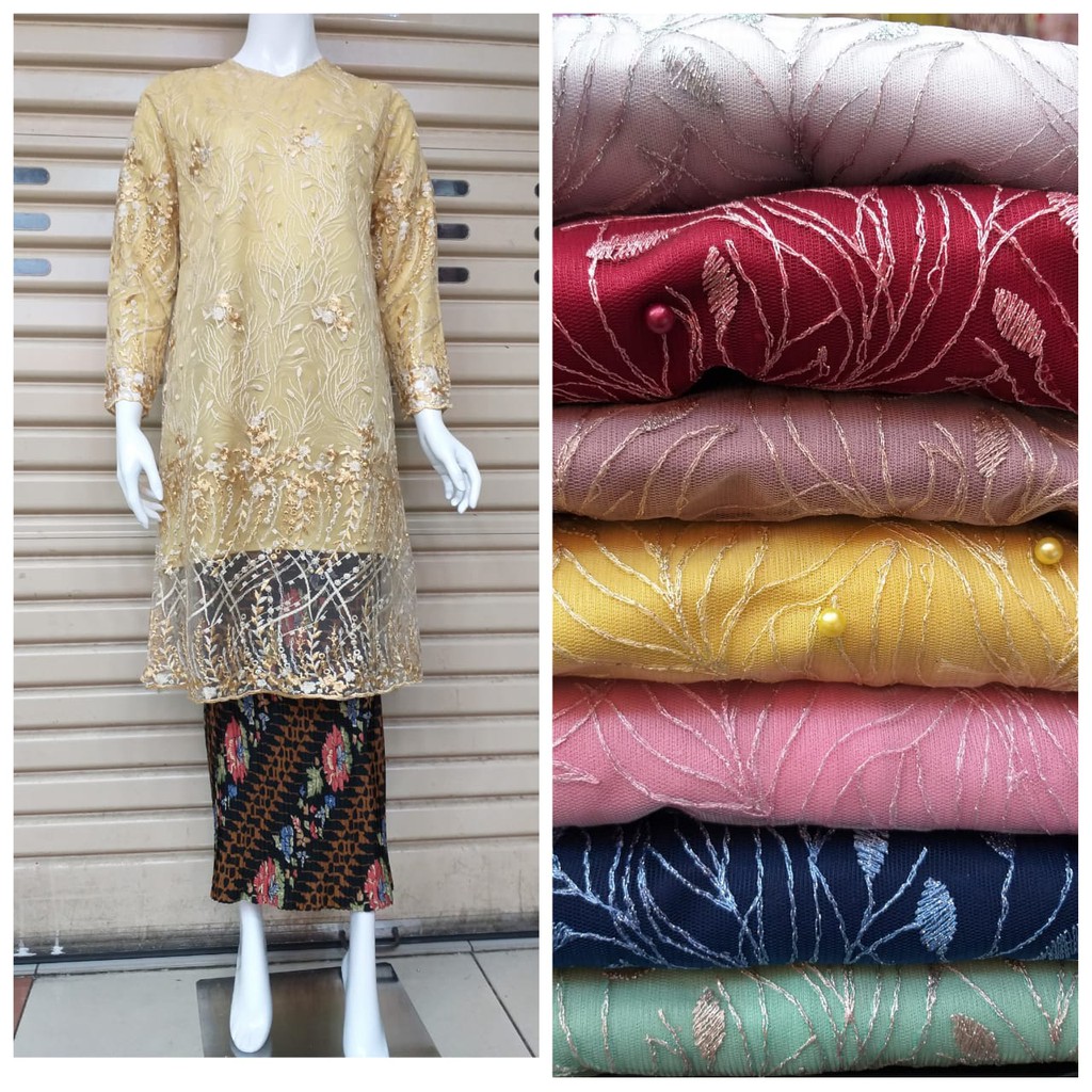SET TUNIK TULLE MUTIARA BORDIR / SET TUNIK PESTA / SET TUNIK TULLE MUTIARA/ SET TUNIK KONDANGAN