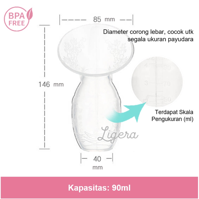 LIGERA Pompa ASI Manual / Silicone    Breast Pump / Wadah Penampung Milk Saver Portable BPA FREE