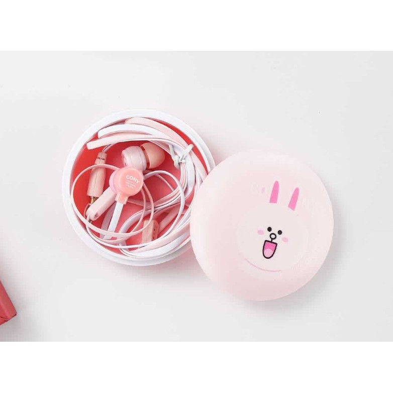 [XY-12] Headset Earphone Karakter LINE Hello Kitty Doraemon / Wadah Earphone Bulat Gambar Karakter