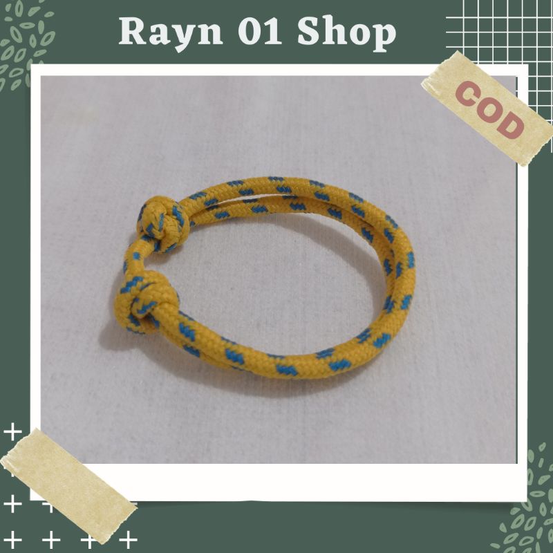 Gelang Tali Paracord Polos Hitam Pria Wanita / Gelang Gaya Korea / Gelang Trendy / Gelang Tali Unisex-Kuning Biru