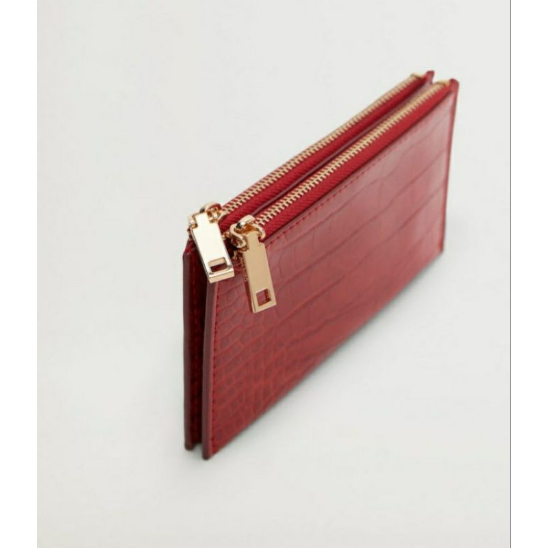 Mango Croc effect zipper purse