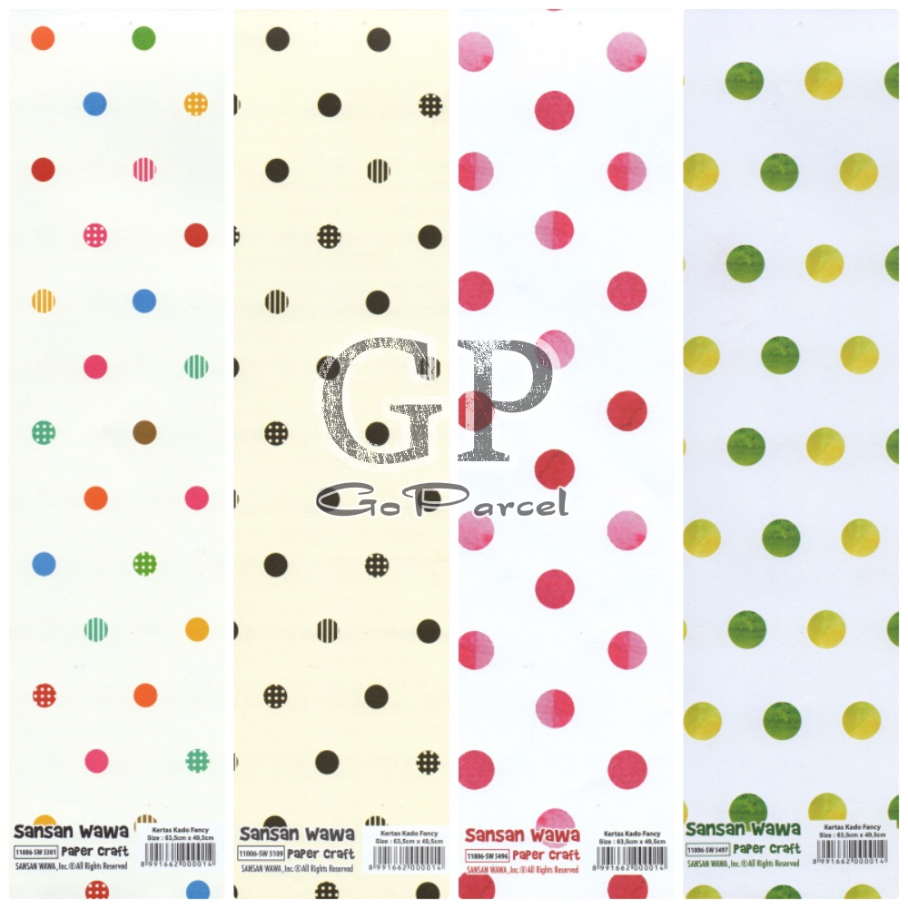 ( 5 Lembar ) POLKADOT SANWA - KERTAS KADO - TRIANGLE POLKADOTS ONDE SEGITIGA VINTAGE CLASSIC - GIFT WRAP PAPER SANSAN WAWA ONDE KECIL SEDANG BESAR RED BLUE GREEN