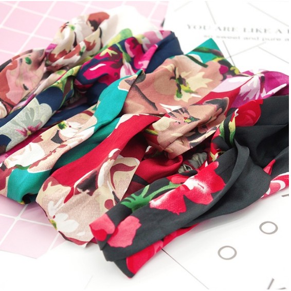 BBS B9 BANDO KAIN WANITA HAIRBAND ELASTIS MOTIF BUNGA AKSESORIS RAMBUT WANITA