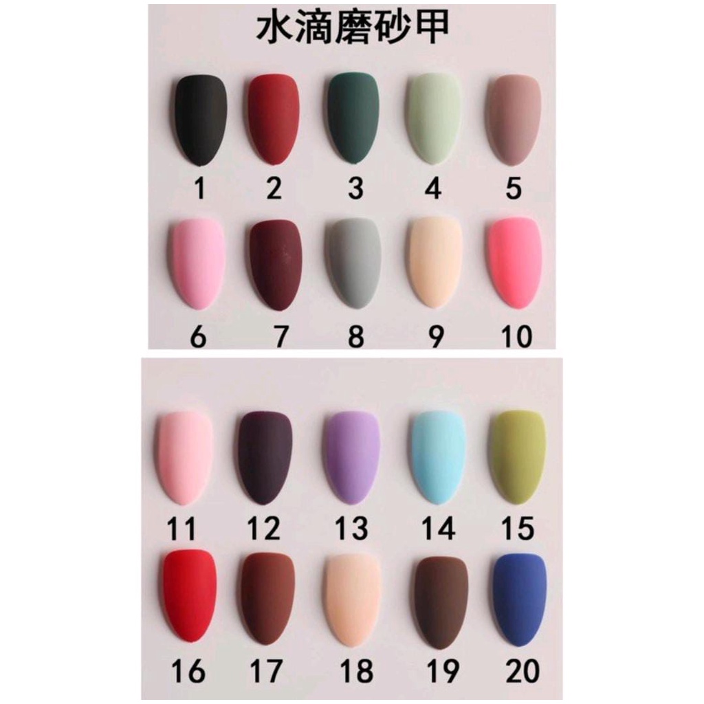 (1-20) 24 pcs ALMOND MATTE KUKU PALSU / almond stilleto matt fake nails kupal matt almond runcing