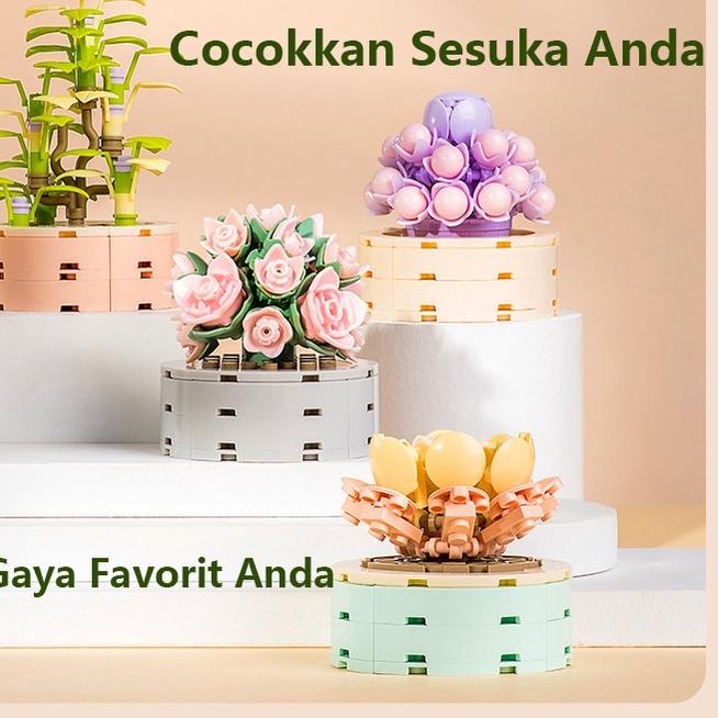 Pot Sukulen Bunga DIY Mini Flower Block / Mainan Kreatif Ruang Dekorasi Buket / Tanaman Kehidupan Ab
