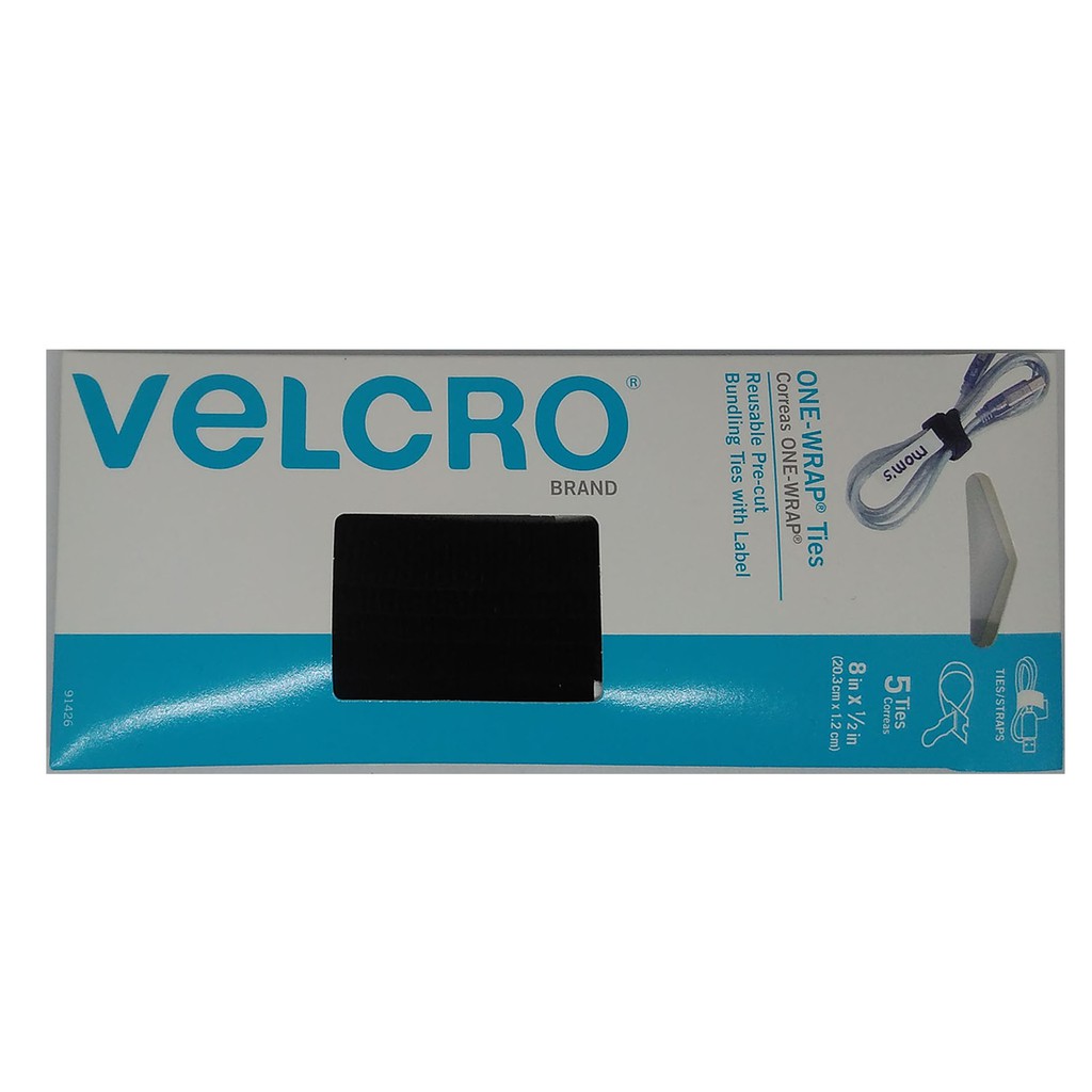 

Velcro One-Trap Ties with label 8 x 1/2in Black 5 straps 91426