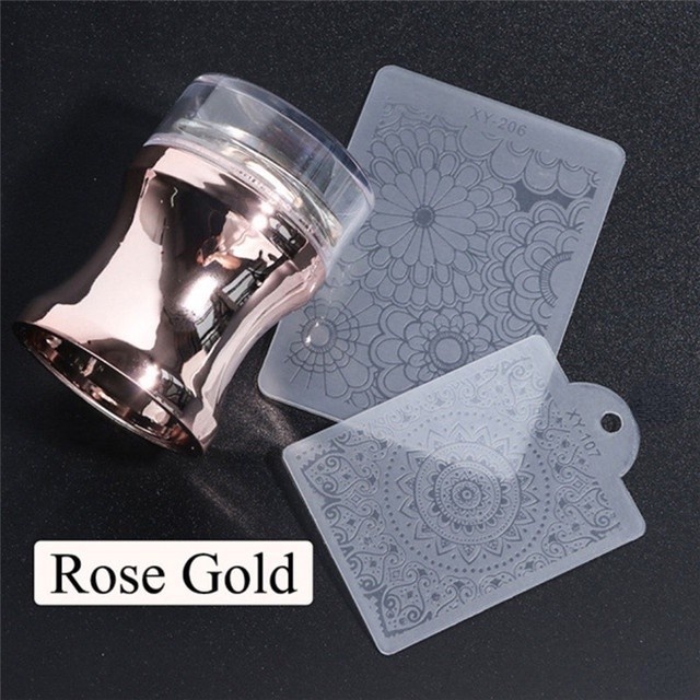 Alat Kuku Stempel Silikon Transfer Besar Ungu Warna Rosegold Template Kuku Stempel Transfer Khusus