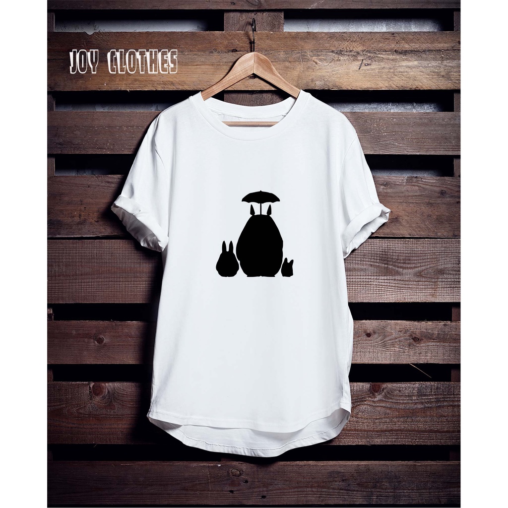 GHIBLI TOTORO SHILOUETE WHITE TSHIRT-KAOS KOLEKSI TOTORO GHIBLI STUDIO- KAOS SABLON TOTORO UNISEX