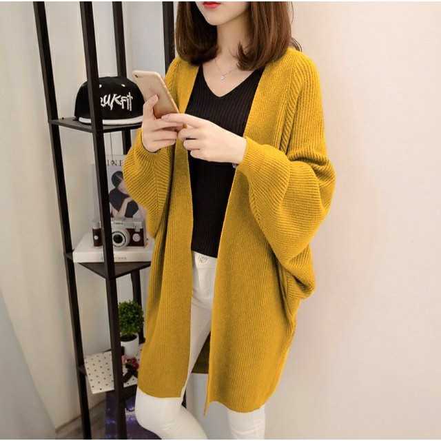 HOPYLOVY - Cardigan Rajut Wanita Oversize Tebal Scarleta