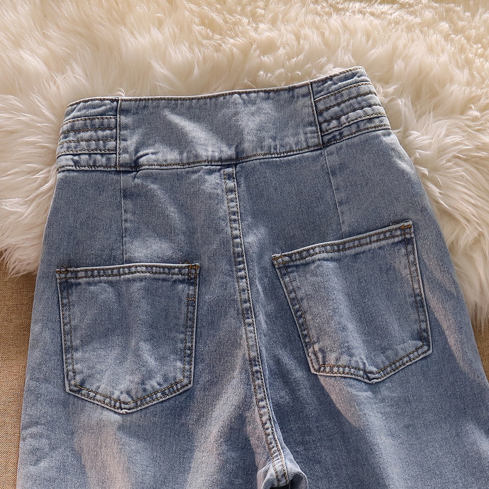 2022 Korea Style High Waist Straight  Celana Jeans Panjang Wanita Import（realpict）