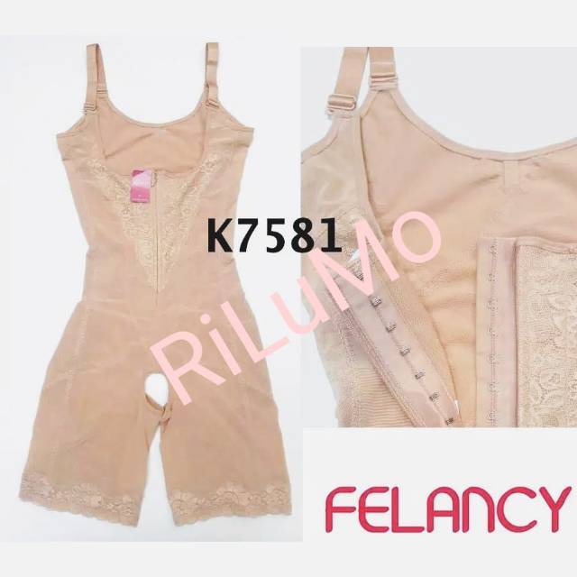 Felancy Korset BodySuit Melangsingkan Tubuh Merampingkan Membentuk Siluet Tubuh (krem)