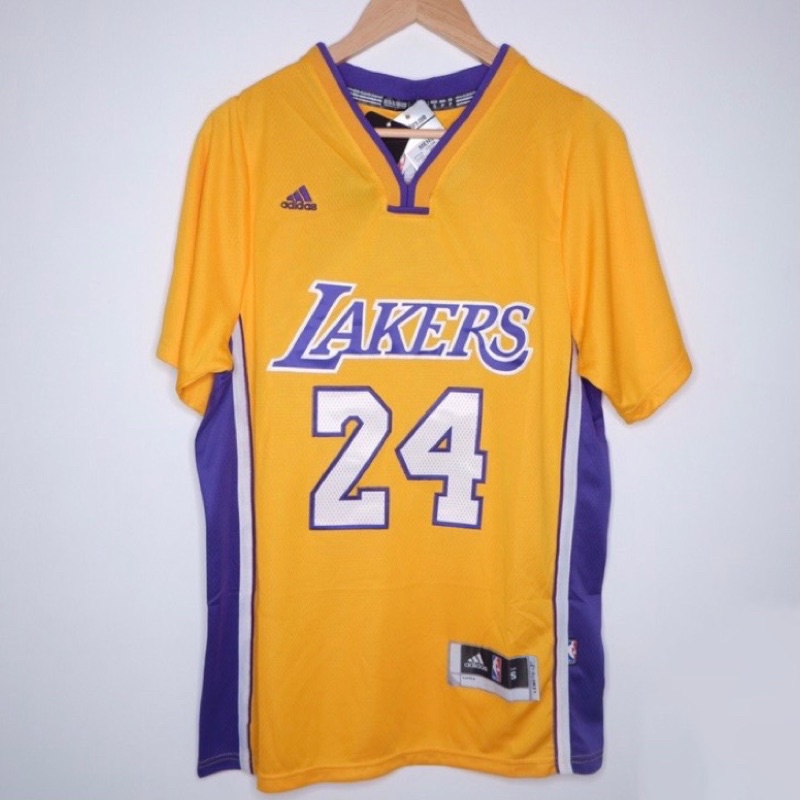 JERSEY BASKET NBA BERLENGAN SLEEVE JERSEY BERLENGAN LAKERS #24 KOBE BRYANT KUNING